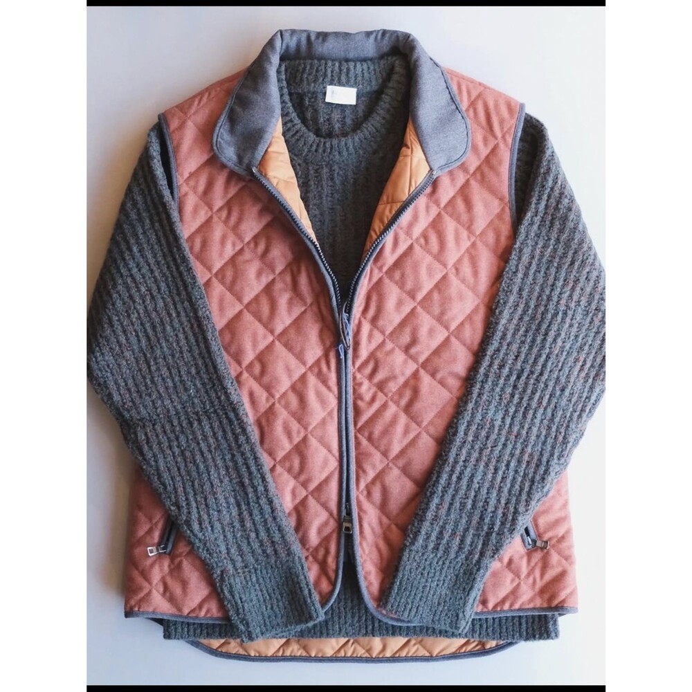 NEW⨠WATERVILLE Italian Barberis Wool Diamond Quilted Vest ⢠Mens 50 (IT) ⢠Rust